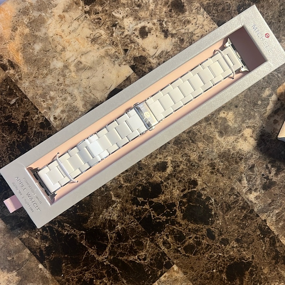 Michele watch band silver & white Apple Watch